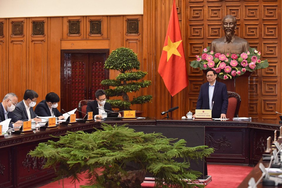 Thủ tướng Phạm Minh Chính phát biểu kết luận cuộc họp. (Ảnh: Dương Giang/TTXVN)