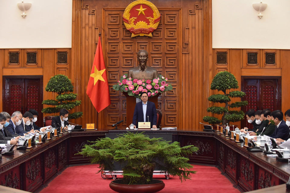 Thủ tướng Phạm Minh Chính phát biểu kết luận cuộc họp. (Ảnh: Dương Giang/TTXVN)