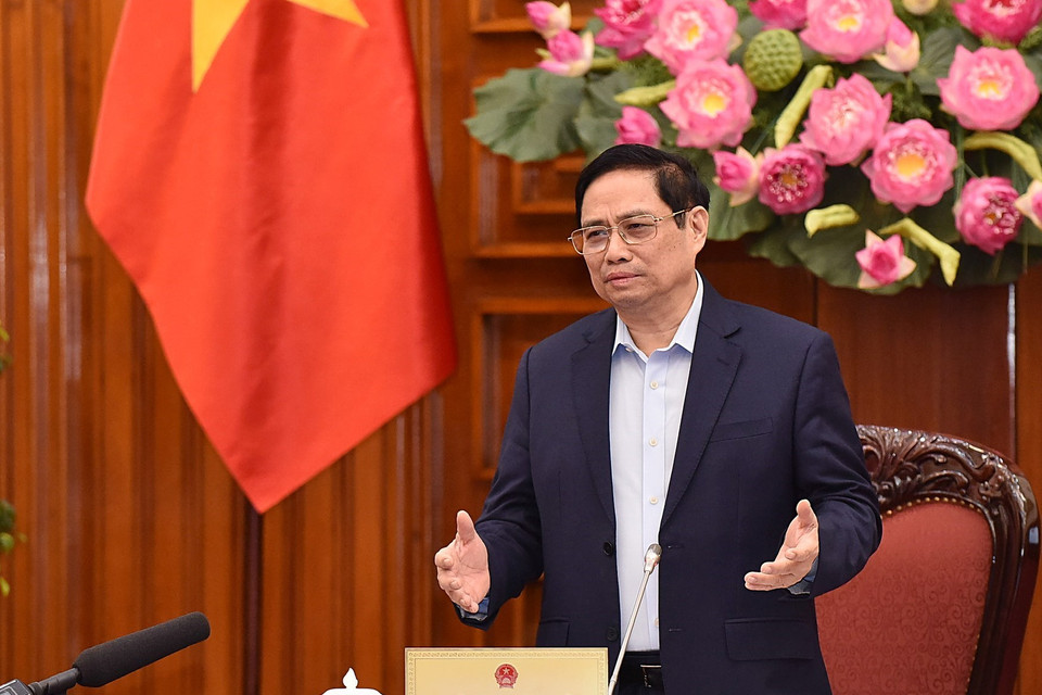 Thủ tướng Phạm Minh Chính phát biểu kết luận cuộc họp. (Ảnh: Dương Giang/TTXVN)