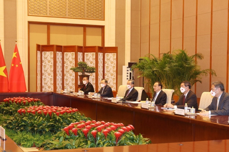 Thủ tướng Trung Quốc Lý Khắc Cường tại buổi hội kiến Tổng Bí thư Nguyễn Phú Trọng. (Ảnh: Trí Dũng/TTXVN)