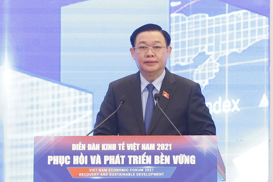 Chủ tịch Quốc hội Vương Đình Huệ phát biểu. (Ảnh: Doãn Tấn/TTXVN)