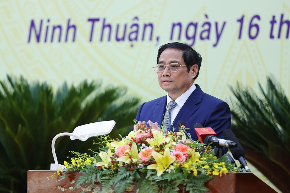 Thủ tướng Phạm Minh Chính phát biểu tại lễ kỷ niệm. (Ảnh: Dương Giang/TTXVN)