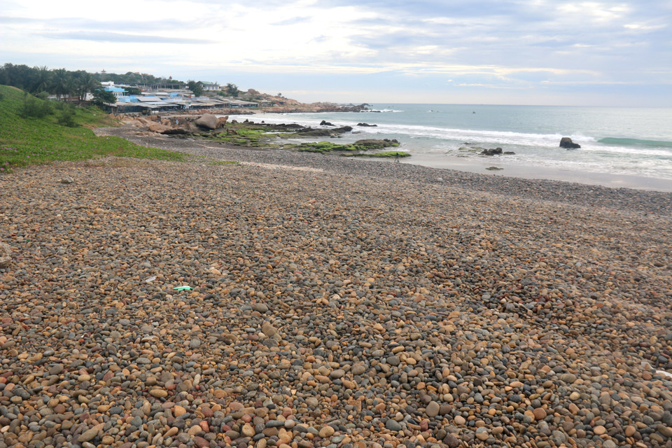 Bãi rêu Cổ Thạch nằm liền kề với bãi đá bảy màu độc nhất Việt Nam. (Ảnh: Nguyễn Thanh/TTXVN)