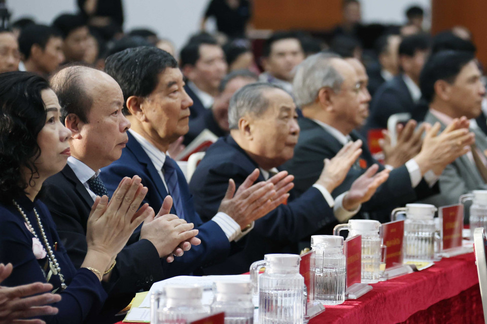 Lãnh đạo, nguyên lãnh đạo Bộ Tài chính tham dự đại hội. (Ảnh: Thống Nhất/TTXVN)