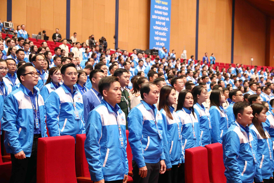 Các đại biểu thực hiện nghi thức chào cờ. (Ảnh: Phạm Kiên/TTXVN)