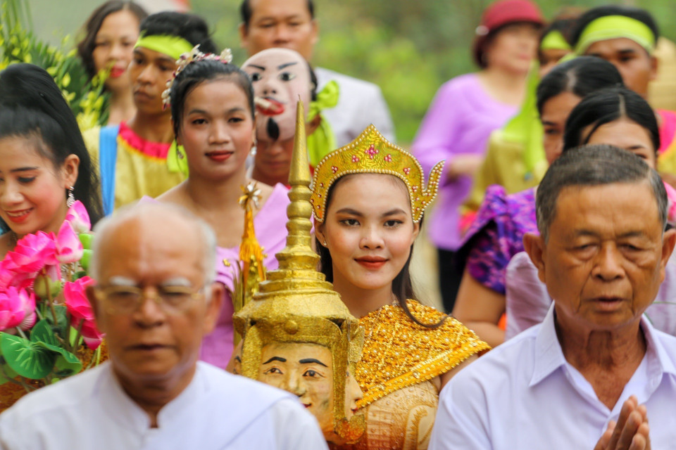 Tượng thần Mara Prưm - Biểu tượng tín ngưỡng của người Khmer. (Ảnh: Tuấn Đức/TTXVN)