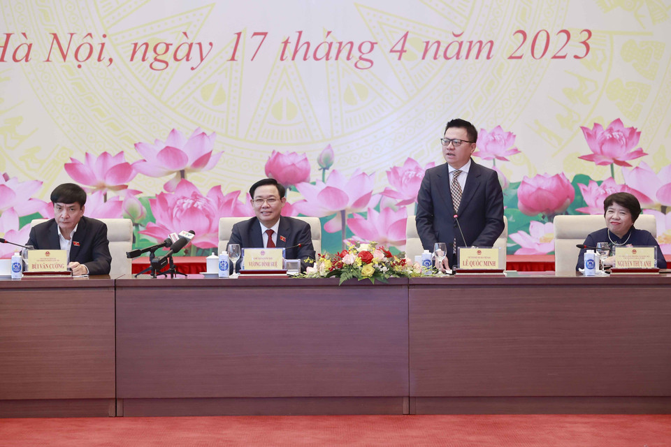 Chủ tịch Hội Nhà báo Việt Nam Lê Quốc Minh phát biểu. (Ảnh: Doãn Tấn/TTXVN)