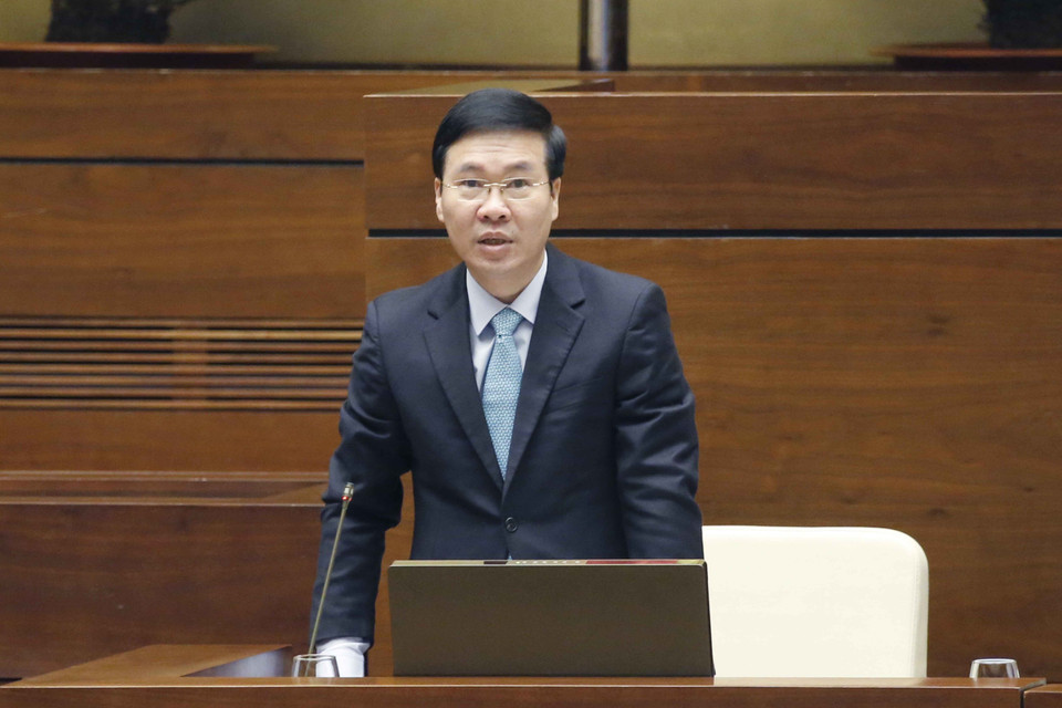 Ông Võ Văn Thưởng, Ủy viên Bộ Chính trị, Thường trực Ban Bí thư phát biểu. (Ảnh: Doãn Tấn/TTXVN)