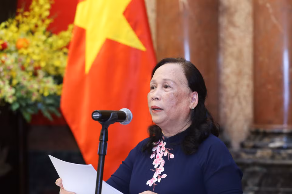 Chủ tịch Trung ương Hội Người cao tuổi Việt Nam Phạm Thị Hải Chuyền phát biểu. (Ảnh: Lâm Khánh/TTXVN)