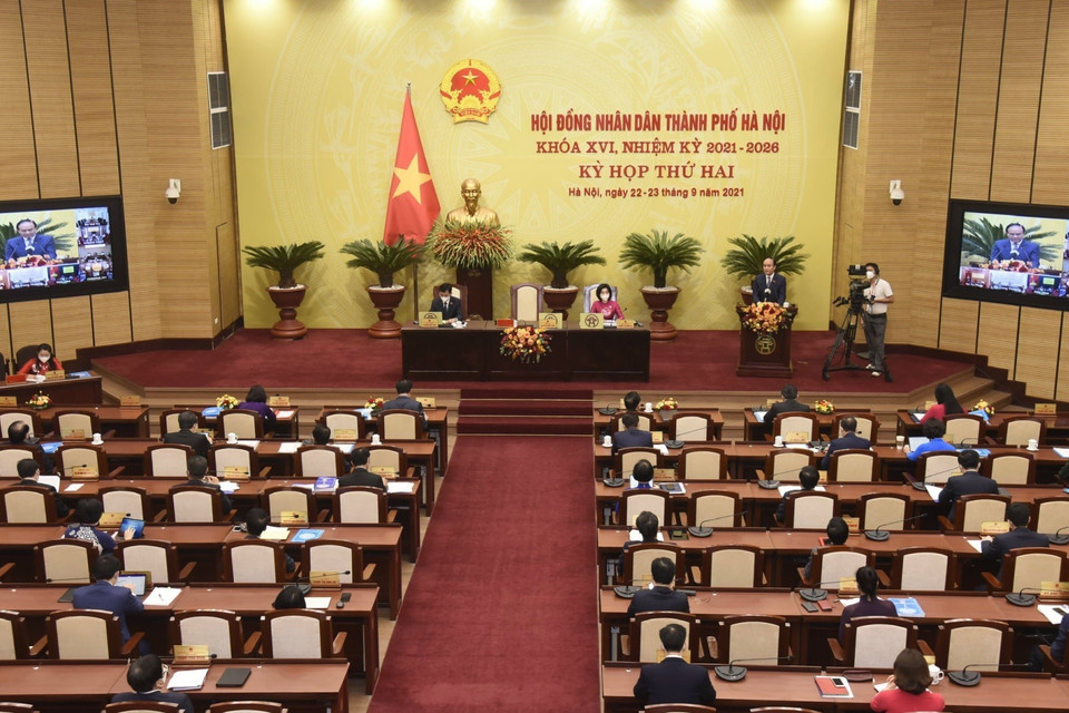 Toàn cảnh phiên khai mạc kỳ họp thứ hai, Hội đồng Nhân dân thành phố khóa XVI. (Ảnh: TTXVN)