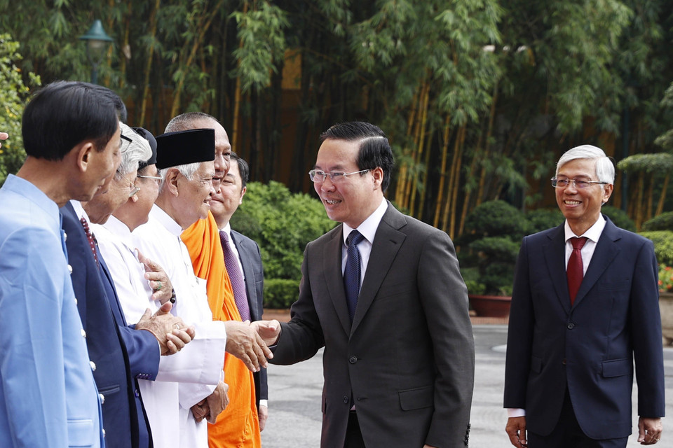 Chủ tịch nước Võ Văn Thưởng và các đại biểu. (Ảnh: Thống Nhất/TTXVN)