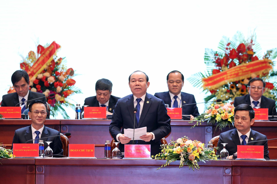 Chủ tịch Liên minh Hợp tác xã Việt Nam Nguyễn Ngọc Bảo phát biểu. (Ảnh: Thống Nhất/TTXVN)