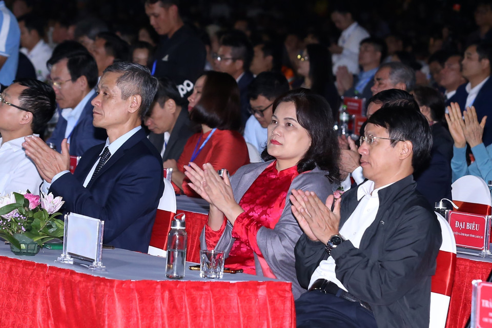 Bà Nguyễn Thị Sự, Phó Tổng Giám đốc Thông tấn xã Việt Nam tham dự chương trình lễ kỷ niệm. (Ảnh: Quốc Khánh/TTXVN)