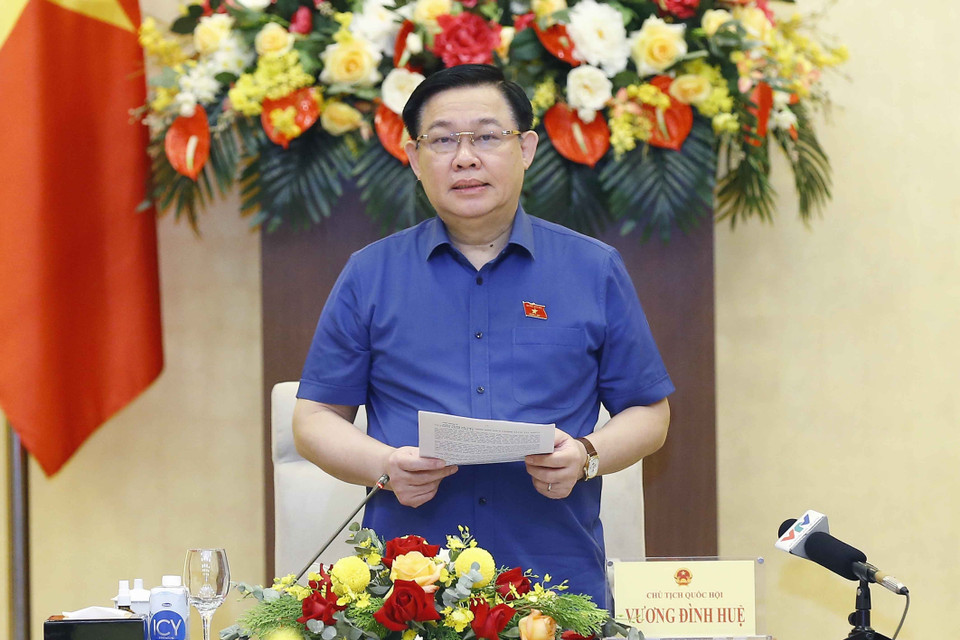 Chủ tịch Quốc hội Vương Đình Huệ phát biểu. (Ảnh: Doãn Tấn/TTXVN)