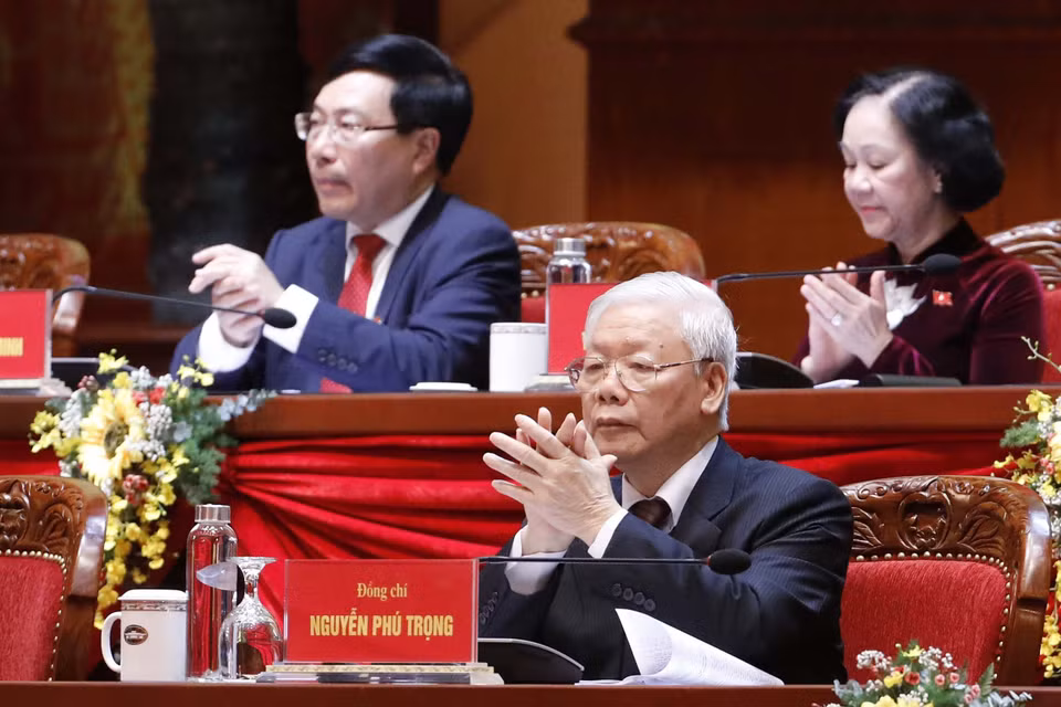 Tổng Bí thư, Chủ tịch nước Nguyễn Phú Trọng tham gia Đoàn Chủ tịch Đại hội. (Nguồn: TTXVN)
