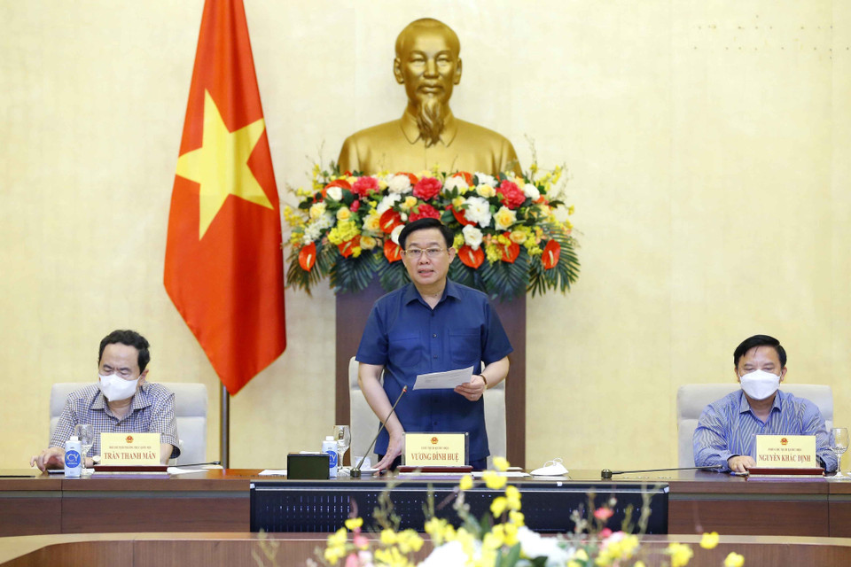 Chủ tịch Quốc hội Vương Đình Huệ phát biểu. (Ảnh: Doãn Tấn/TTXVN)