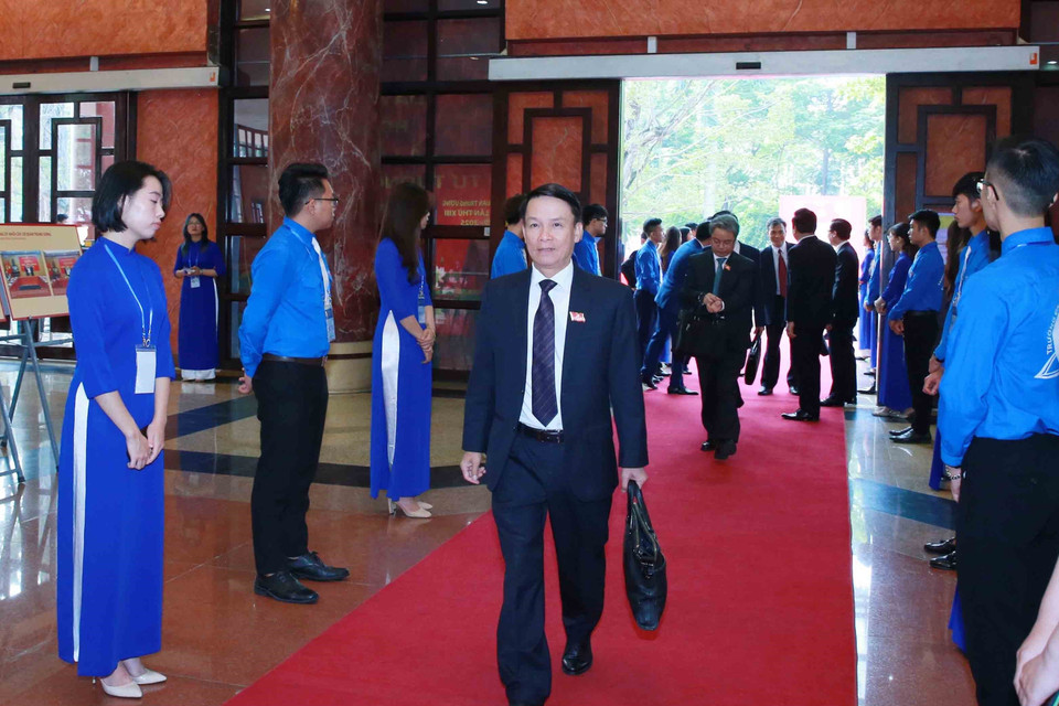 Ủy viên Trung ương Đảng, Tổng Giám đốc Thông tấn xã Việt Nam Nguyễn Đức Lợi đến dự Đại hội. (Ảnh: Phương Hoa/TTXVN)