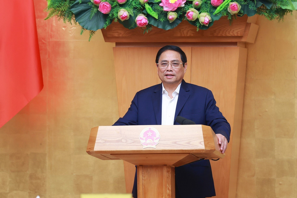 Sáng 3/3, tại Hà Nội, Thủ tướng Phạm Minh Chính chủ trì phiên họp Chính phủ thường kỳ tháng 2/2023. (Ảnh: Dương Giang/TTXVN)