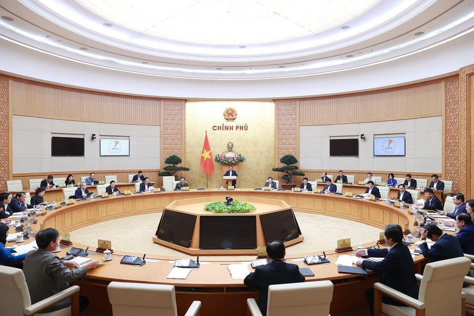 Quang cảnh phiên họp Chính phủ thường kỳ tháng Hai. (Ảnh: Dương Giang/TTXVN)