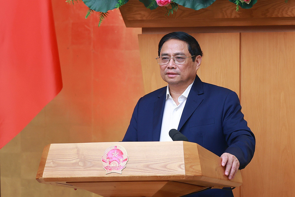 Thủ tướng Phạm Minh Chính chủ trì phiên họp Chính phủ thường kỳ tháng Hai. (Ảnh: Dương Giang/TTXVN)