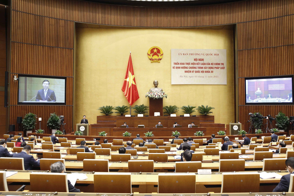 Ông Võ Văn Thưởng, Ủy viên Bộ Chính trị, Thường trực Ban Bí thư phát biểu. (Ảnh: Doãn Tấn/TTXVN)