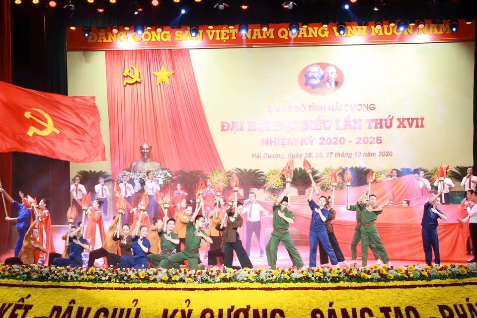Chương trình nghệ thuật chào mừng Đại hội. (Ảnh: Phương Hoa/TTXVN)