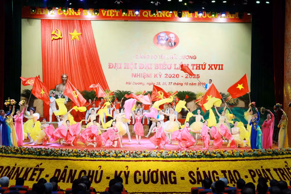 Chương trình nghệ thuật chào mừng Đại hội. (Ảnh: Phương Hoa/TTXVN)