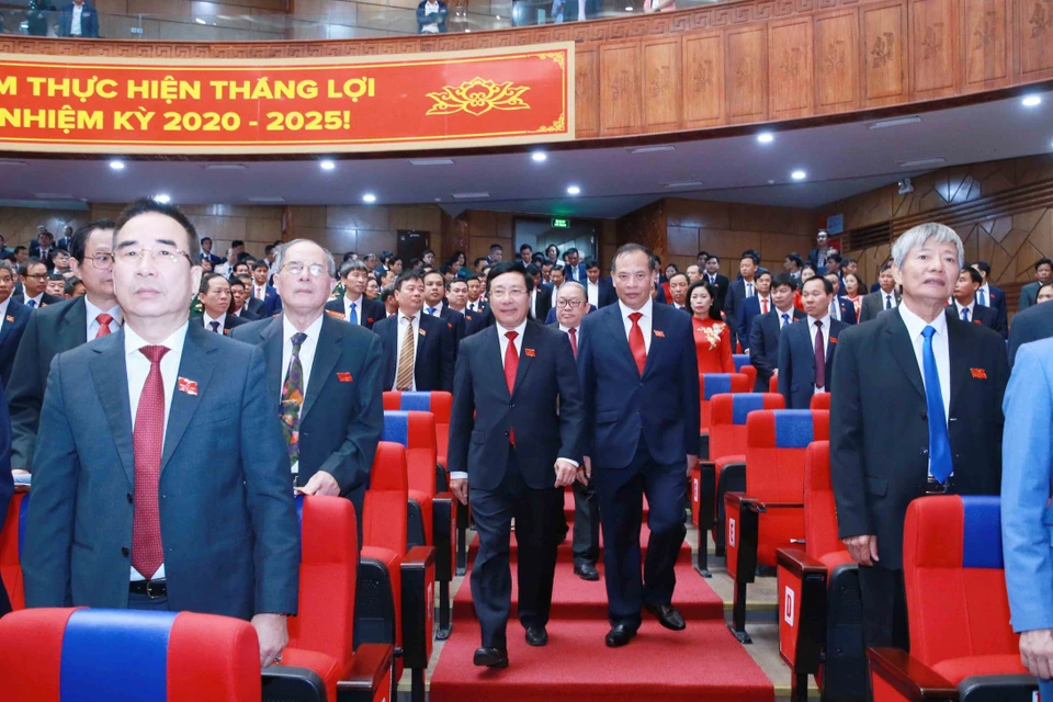 Ông Phạm Bình Minh, Ủy viên Bộ Chính trị, Phó Thủ tướng Chính phủ, Bộ trưởng Bộ Ngoại giao, dự và chỉ đạo Đại hội. (Ảnh: Phương Hoa/TTXVN)