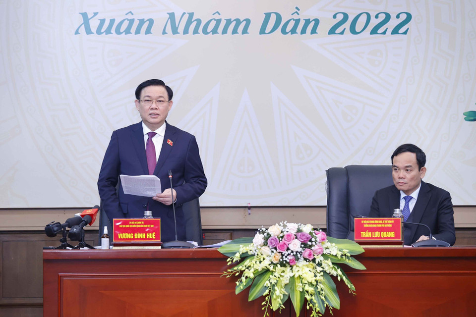 Chủ tịch Quốc hội Vương Đình Huệ phát biểu. (Ảnh: Doãn Tấn/TTXVN)