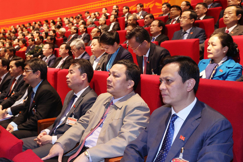 Các đại biểu dự phiên tham luận tại hội trường Trung tâm Hội nghị Quốc gia, sáng 27/1. (Nguồn: TTXVN)