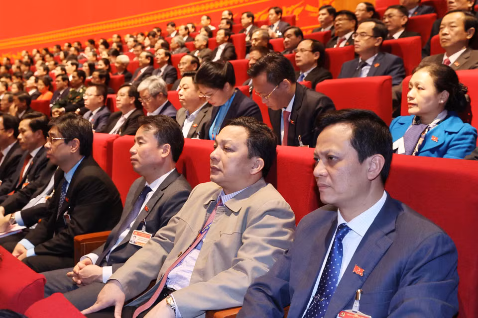 Các đại biểu dự phiên tham luận tại hội trường Trung tâm Hội nghị Quốc gia, sáng 27/1. (Nguồn: TTXVN)