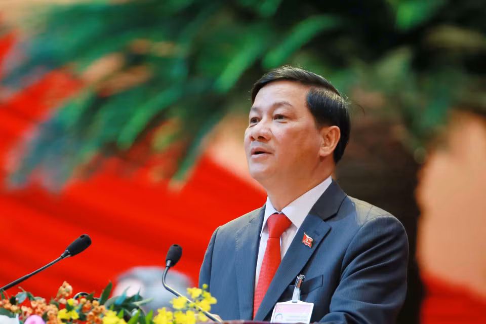 Đồng chí Trần Đức Quận, Bí thư Tỉnh ủy, Chủ tịch HĐND tỉnh Lâm Đồng tham luận tại Đại hội. (Nguồn: TTXVN)