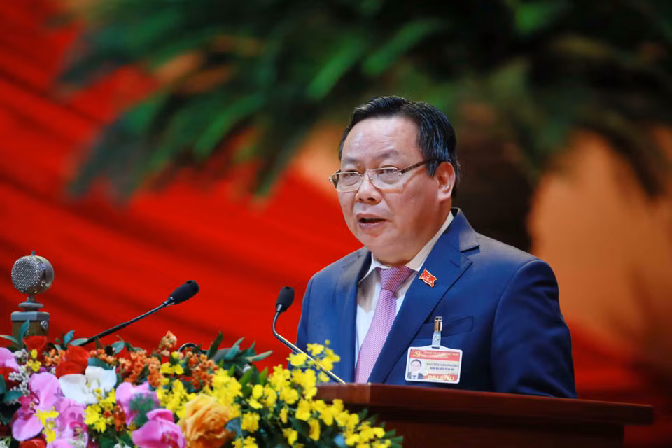 Đồng chí Nguyễn Văn Phong, Phó Bí thư Thành ủy Hà Nội tham luận tại Đại hội. (Nguồn: TTXVN)