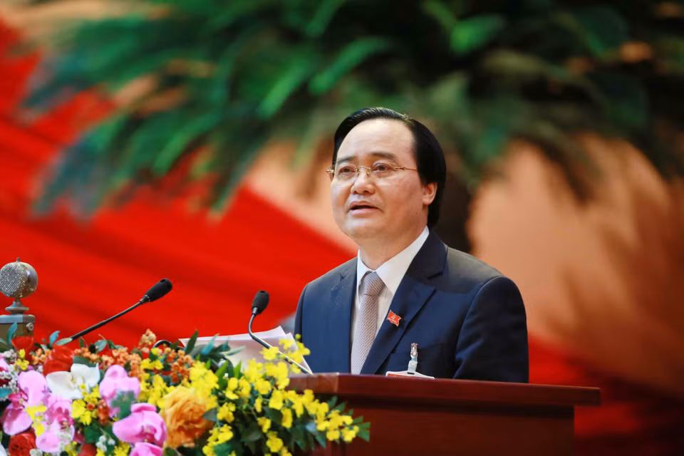 Đồng chí Phùng Xuân Nhạ, Ủy viên Trung ương Đảng, Bộ trưởng Bộ Giáo dục và Đào tạo tham luận tại Đại hội. (Nguồn: TTXVN)