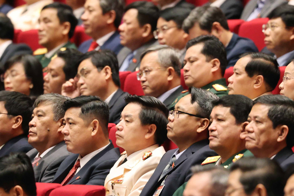 Các đại biểu dự phiên tham luận tại hội trường Trung tâm Hội nghị Quốc gia, sáng 27/1. (Nguồn: TTXVN)