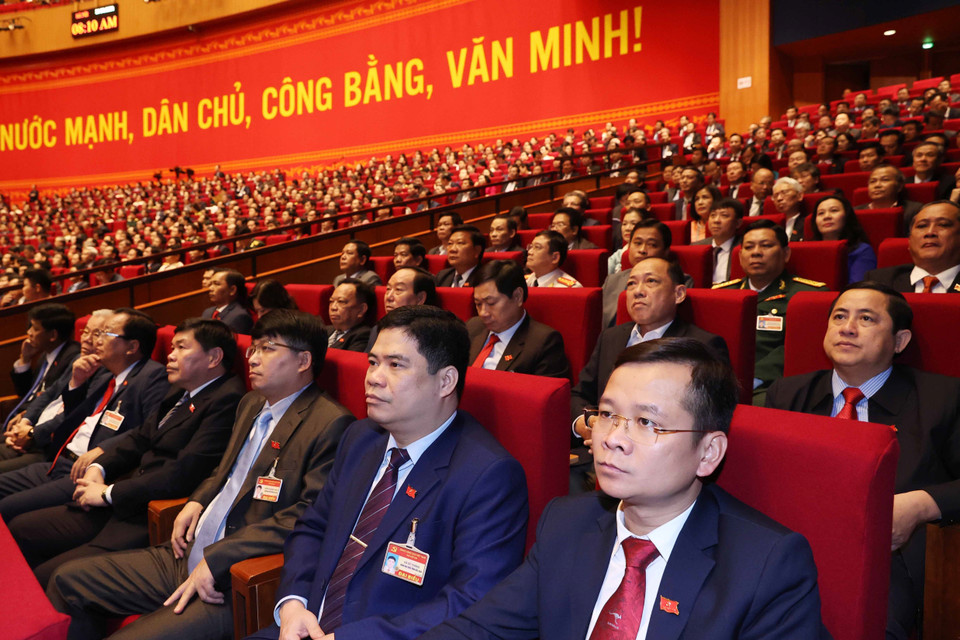 Các đại biểu dự phiên tham luận tại hội trường Trung tâm Hội nghị Quốc gia, sáng 27/1. (Nguồn: TTXVN)