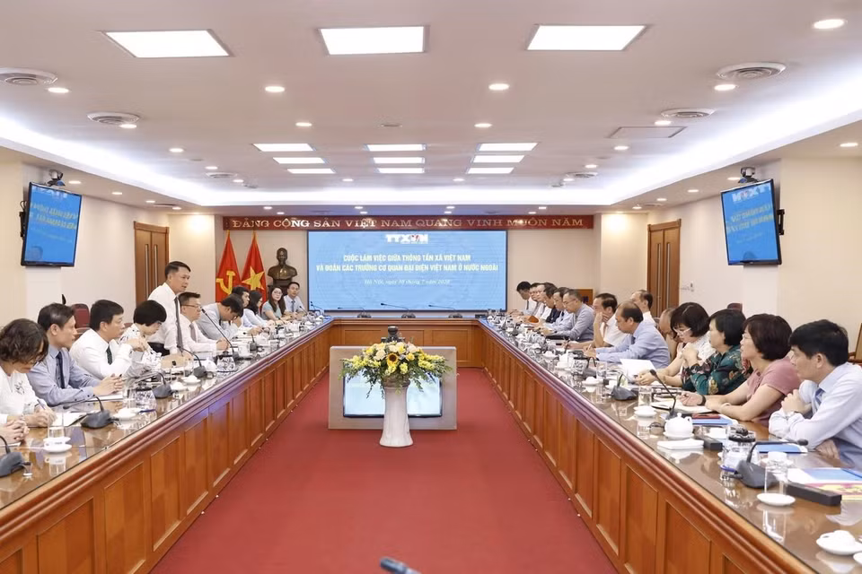 Tổng Giám đốc Thông tấn xã Việt Nam Nguyễn Đức Lợi phát biểu. (Ảnh: Dương Giang/TTXVN)
