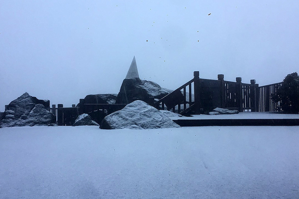 Tuyết rơi dày và nhuộm trắng đỉnh Fansipan từ độ cao 2.800m đến 3.143m. (Ảnh: Quốc Khánh/TTXVN)