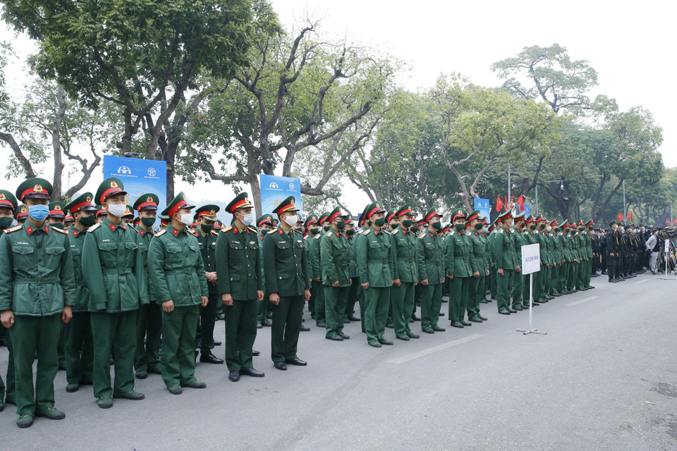 Các lực lượng dự Lễ ra quân. (Ảnh: Doãn Tấn/TTXVN)