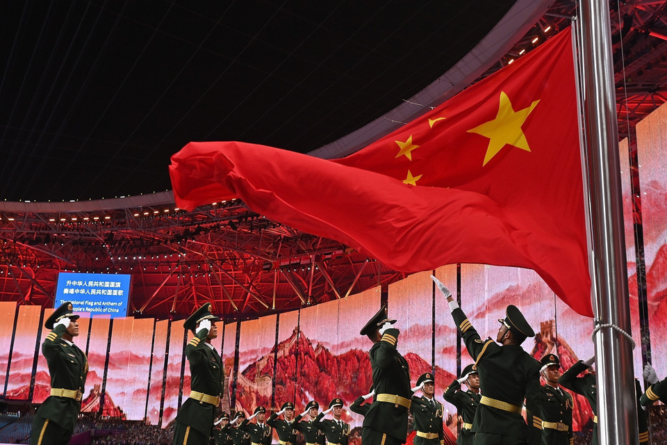 Lễ thượng cờ khai mạc ASIAD lần thứ 19 trên Sân vận động Olympic tại Hàng Châu, tỉnh Chiết Giang, Trung Quốc, ngày 23/9/2023. (Ảnh: THX/TTXVN)