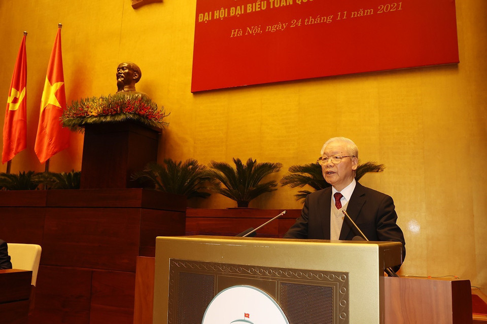 Tổng Bí thư Nguyễn Phú Trọng phát biểu chỉ đạo hội nghị. (Ảnh: Trí Dũng/TTXVN)