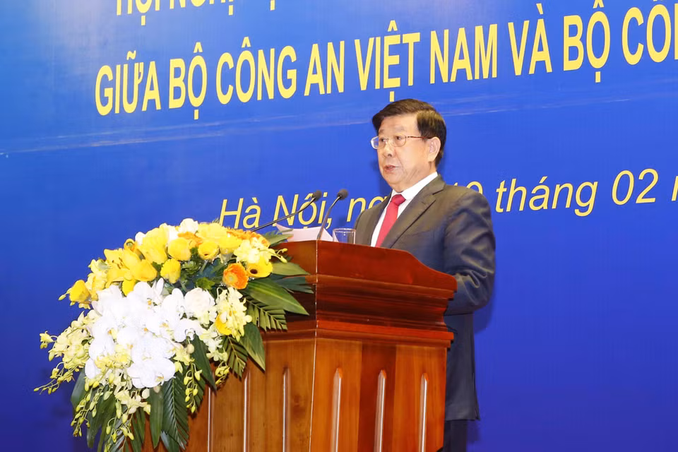 Ông Triệu Khắc Chí, Ủy viên Quốc vụ, Bộ trưởng Bộ Công an Trung Quốc, phát biểu. (Ảnh: Doãn Tấn/TTXVN)