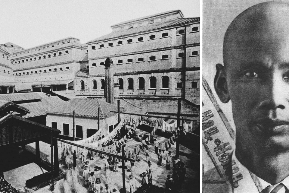 Ngục Victoria ở Hongkong, nơi giam giữ Nguyễn Ái Quốc (khi đó lấy tên là Tống Văn Sơ, ảnh phải) gần 20 tháng (từ ngày 6/6/1931 đến ngày 22/1/1933), trong thời gian Người hoạt động tại đây. (Ảnh: Tư liệu/TTXVN phát)