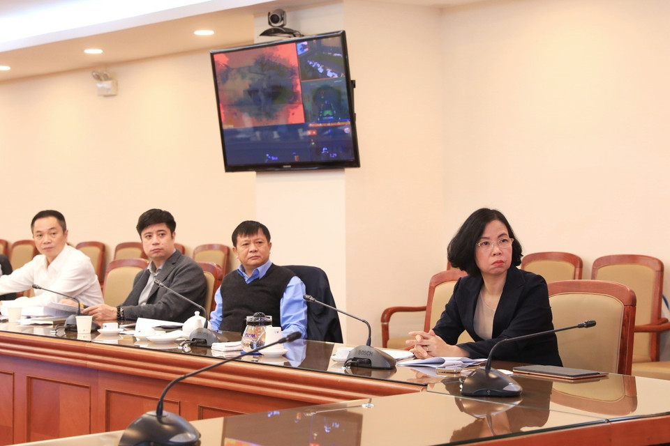 Ban lãnh đạo Thông tấn xã Việt Nam dự Hội nghị Văn hóa toàn quốc theo hình thức trực tuyến. (Ảnh: Tuấn Anh/TTXVN)