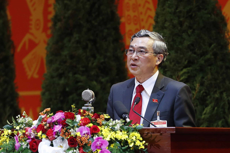 Đồng chí Mai Trực, Ủy viên Trung ương Đảng, Phó Chủ nhiệm Ủy ban Kiểm tra Trung ương trình bày tham luận. (Nguồn: TTXVN)