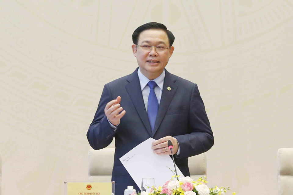 Chủ tịch Quốc hội Vương Đình Huệ phát biểu. (Ảnh: Doãn Tấn/TTXVN)