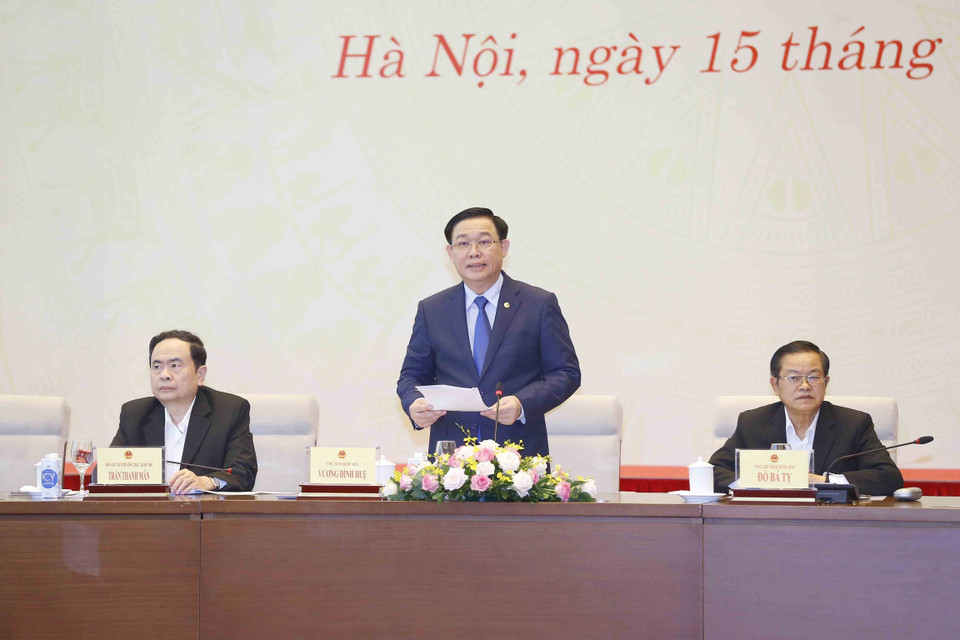 Chủ tịch Quốc hội Vương Đình Huệ phát biểu. (Ảnh: Doãn Tấn/TTXVN)