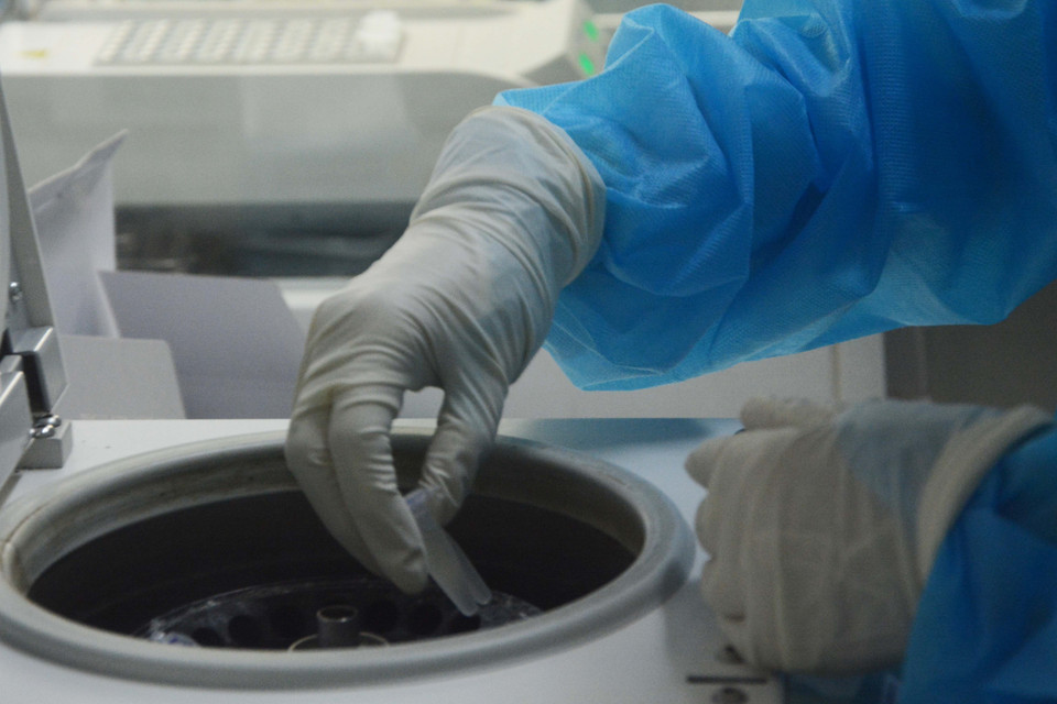 Công đoạn xét nghiệm của các y, bác sỹ. (Ảnh: Văn Dũng/TTXVN)