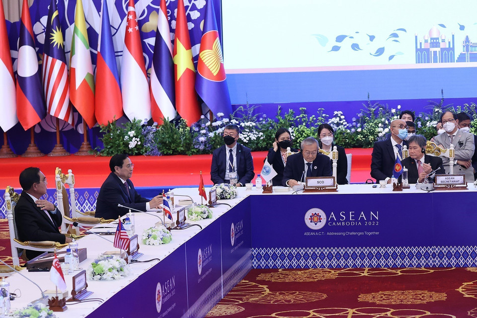 Thủ tướng Phạm Minh Chính dự Hội nghị Cấp cao ASEAN-Đông Á (EAS) lần thứ 17. (Ảnh: Dương Giang/TTXVN)