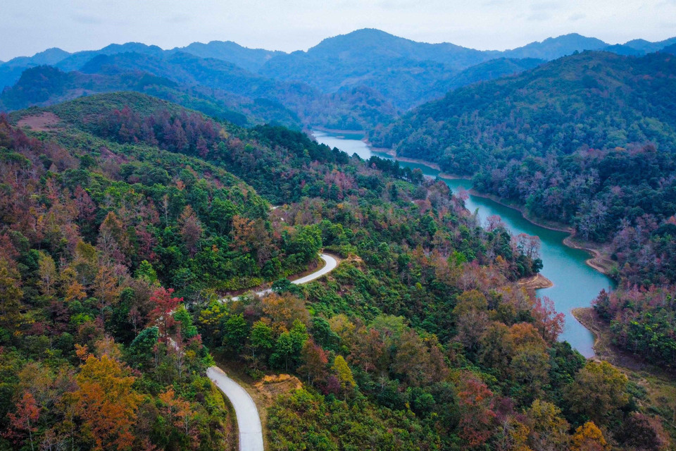 Đường vào hồ Bản Viết, huyện Trùng Khánh. (Nguồn: TTXVN phát)